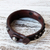 Leather wristband bracelet, 'Mountain Rock' - Leather wristband bracelet (image 2b) thumbail