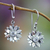 Sterling silver earrings, 'April Daisy' - Unique Sterling Silver and Cubic Zirconia Flower Earrings (image 2) thumbail