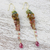 Gold accented tourmaline dangle earrings, 'Grape Vine' - Gold Plated Tourmaline Dangle Earrings from Thailand