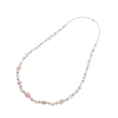 Gold accented multi-gemstone beaded necklace, 'Lovely Dream' - Multi-Gemstone Beaded Necklace in Pink from Thailand