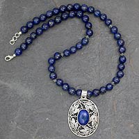 Collar con colgante de lapislázuli, 'Eden' - India Collar de lapislázuli