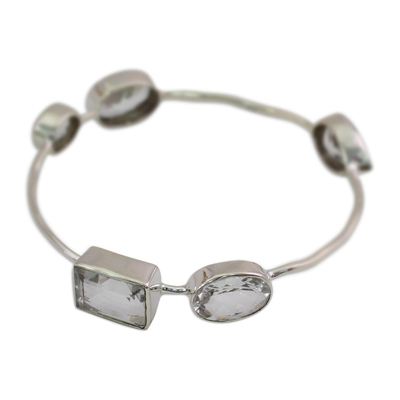 Quartz bangle bracelet, 'Bright Clarity' - Crystal Quartz Bangle Bracelet Modern Jewelry from India