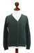 Men's cotton cardigan sweater, 'Villa Nueva' - Andes Men's Green Cotton Cardigan Sweater (image 2d) thumbail