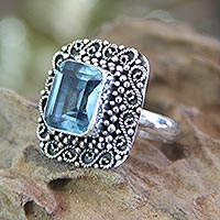Blue topaz cocktail ring, 'Java Skies' - Blue Topaz and Sterling Silver Cocktail Ring