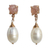 Ohrhänger aus vergoldeten Zuchtperlen und Rosenquarz - Rosenquarz und Perle auf rosévergoldeten Ohrringen