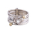 Sterling silver meditation spinner ring, 'Floral Splendor' - Handmade Sterling Silver and Brass Indian Meditation Ring thumbail