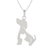 Sterling silver pendant necklace, 'Steadfast Companions' - Dog and Cat Sterling Silver Pendant Necklace from Thailand thumbail