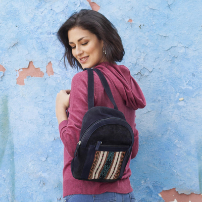 Suede and alpaca backpack, 'Cuzco Traveler' - Suede and 100% Alpaca Backpack from Peru