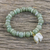 Jade beaded stretch bracelet, 'Jade Elephant' - Jade Beaded Bracelet Handmade in Thailand with Elephant (image 2) thumbail