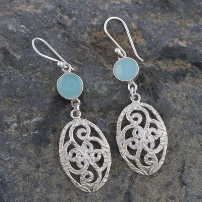 Opal dangle earrings, 'Capture Nature' - Opal and Sterling Silver Dangle Earrings from Thailand