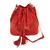 Leather bucket bag, 'Glittering Dew in Crimson' - Adjustable Leather Bucket Bag in Crimson from Java