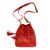 Leather bucket bag, 'Glittering Dew in Crimson' - Adjustable Leather Bucket Bag in Crimson from Java