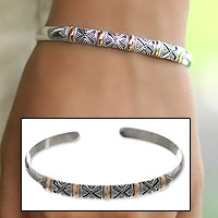 Sterling silver cuff bracelet, 'Hyacinth' - Sterling silver cuff bracelet