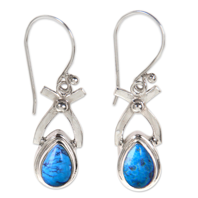 Turquoise dangle earrings, 'Temptations' - Sterling Silver Turquoise Dangle Earrings