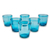 Vasos de jugo de vidrio soplado, (juego de 6) - Juego de 6 vasos de jugo de 10 oz soplados a mano color aguamarina