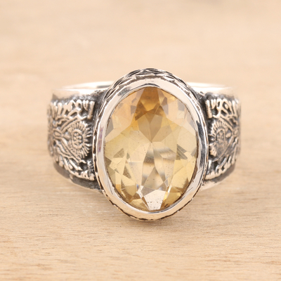 Men's citrine ring, 'Magnificent Glitter' - Men's 6-Carat Citrine Ring from India