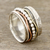 Sterling silver spinner ring, 'Dotted Flair' - Patterned Sterling Silver Spinner Rig with Brass and Copper (image 2b) thumbail