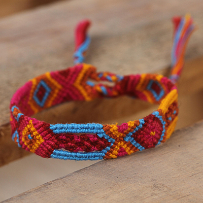 Cotton wristband bracelets, 'Forever Friends' (set of 3) - Bright Cotton Wristband Bracelet from Mexico (Set of 3)