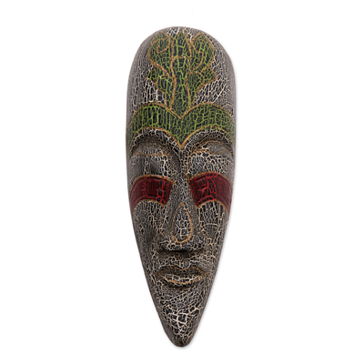 Wood mask, 'Exotic Emerald Ruby' - Wood mask