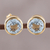 Gold plated blue topaz stud earrings, 'Sparkling World' - 22k Gold Plated Faceted Blue Topaz Stud Earrings from India