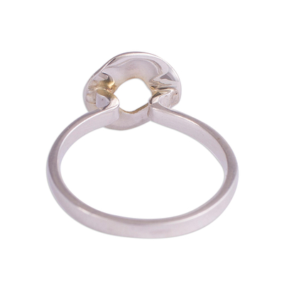 Gold-accented sterling silver cocktail ring, 'Shining Eclipse' - Gold Accented Sterling Silver Cocktail Ring from Peru