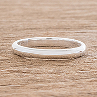 Sterling silver band ring, 'Love Simplicity'