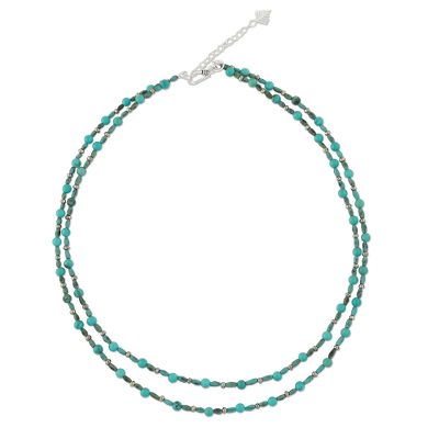 Calcite and turquoise beaded necklace, 'Exotic Blue Allure' - Thai Handcrafted Beaded Necklace with Silver Clasp
