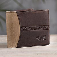 Leather wallet, Ancient Bird in Espresso