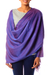 Silk and cotton shawl, 'Lapis Wine' - Silk and Wool Blend Lightweight Purple Shawl from India (image 2b) thumbail
