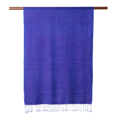 Schal aus Seide und Baumwolle - Leichter lila Schal aus Seiden- und Wollmischung aus Indien