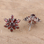 Rhodium plated garnet button earrings, 'Scarlet Burst' - 13.5-Carat Rhodium Plated Garnet Button Earrings (image 2b) thumbail
