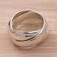 Men's sterling silver ring, 'Family of Three'