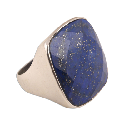 Men's lapis lazuli ring, 'Bold and Blue' - Men's 7-Carat Lapis Lazuli Ring from India