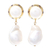 Gold plated cultured pearl and amethyst dangle earrings, 'Pure Ocean' - Gold Plated Cultured Pearl and Amethyst Dangle Earrings