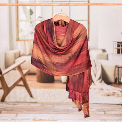 Rayon chenille shawl, Maya Firebird