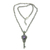 Amethyst pendant necklace, 'Key to Love' - Amethyst Heart Sterling Silver Necklace
