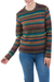 100% alpaca pullover, 'Andean Backgrounds' - Striped Multicolored Alpaca Wool Pullover from Peru thumbail