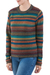 100% alpaca pullover, 'Andean Backgrounds' - Striped Multicolored Alpaca Wool Pullover from Peru (image 2b) thumbail