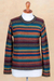 100% alpaca pullover, 'Andean Backgrounds' - Striped Multicolored Alpaca Wool Pullover from Peru (image 2d) thumbail