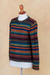 100% alpaca pullover, 'Andean Backgrounds' - Striped Multicolored Alpaca Wool Pullover from Peru (image 2e) thumbail