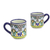 Ceramic mugs, 'Puebla Petunias' (set of 2) - Colorful Set of 2 Mexican Majolica Floral Ceramic Mugs