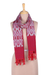 Ikat cotton scarf, 'Heat Waves' - Magenta and White Handwoven Diamond Ikat Cotton Scarf