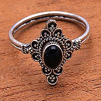Onyx cocktail ring, 'Daydream Temple'