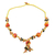 Wood beaded Y necklace, 'Hand-Knotted Glamour' - Yellow and Orange Hand-Knotted Haldu Wood Beaded Necklace