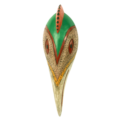 African mask, 'Ghanaian Rooster' - Artisan Crafted Bird Theme Original African Mask