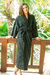 Cotton robe, 'Night Bamboo' - Bamboo Motif Cotton Robe in Grey from Bali (image 2b) thumbail