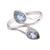 Rhodium plated blue topaz wrap ring, 'Blue Teardrops' - Rhodium Plated Blue Topaz Wrap Ring from India thumbail
