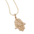 Gold vermeil pendant necklace, 'Hamsa Symbol' - Gold Vermeil Filigree Artisan Crafted Hamsa Symbol Necklace