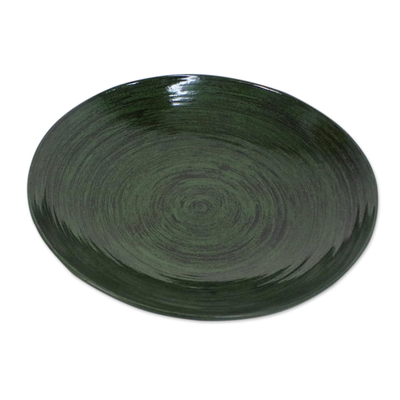 Lacquered bamboo plate, 'Northern Thai Hills' - Unique Lacquerware Bamboo Decorative Plate