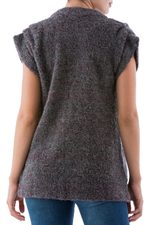 Alpaca blend cardigan vest, 'Burgundy Grey Boucle' - Alpaca Blend Short Sleeve Cardigan in Grey and Burgundy